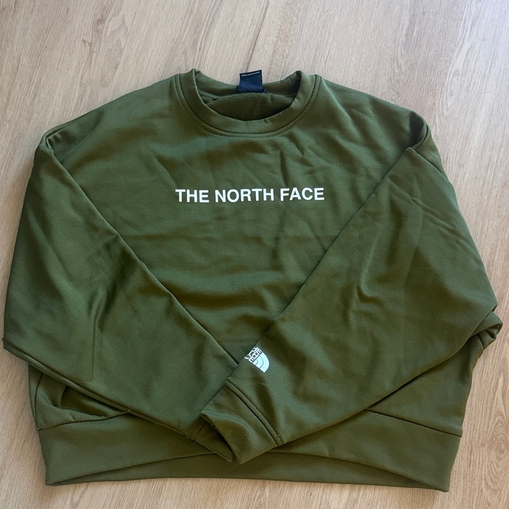 The North Face women’s Olive Crewneck Sweatshirt with Chest Logo